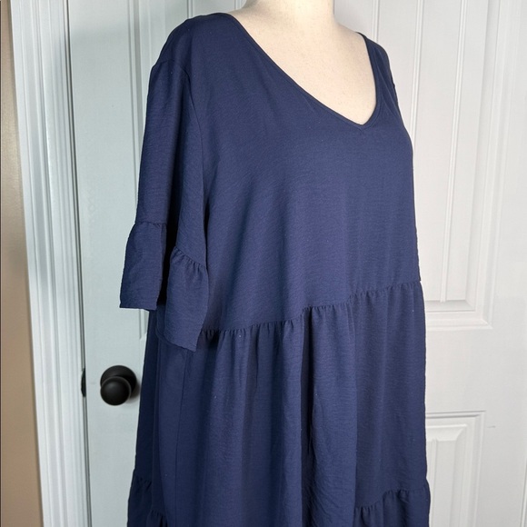 IN'VOLAND Plus Size  Dress Ruffle Babydoll Dresses V Neck Flowy Swing Dress 22W - Picture 9 of 13